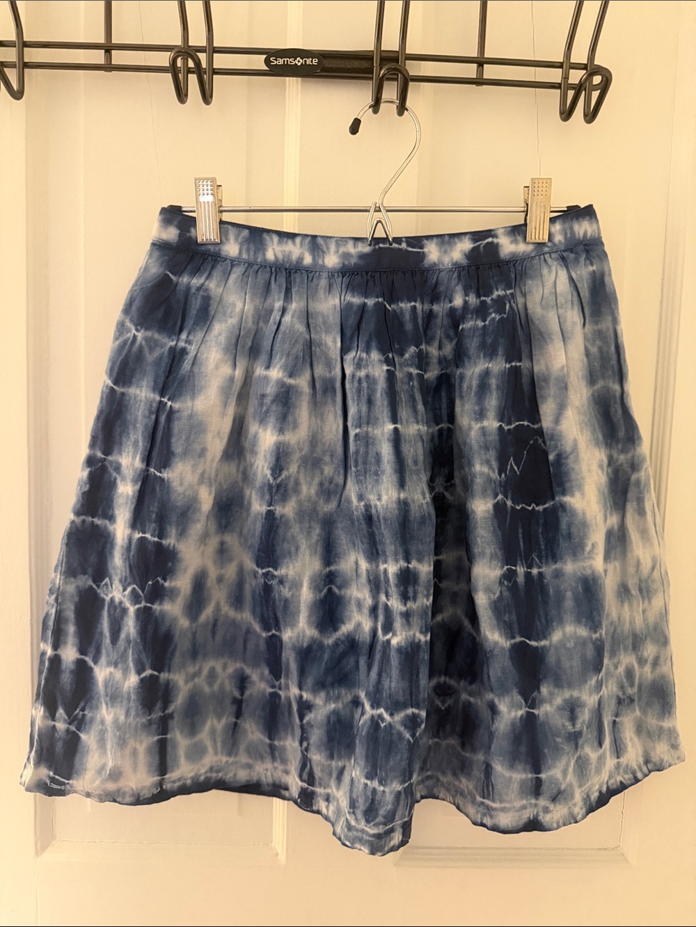 Madewell Navy & White Tie-Dye Skater Skirt